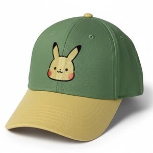 Pokémon Pikachu Baseball Hat Green Yellow Electric Type Adjustable Cap